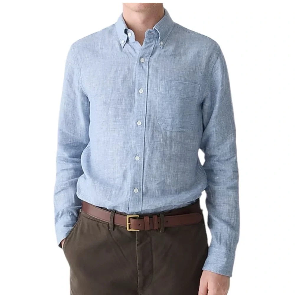 J.Crew Untucked Baird McNutt Irish Linen Shirt Slim Mini Houndstooth Small Nwt